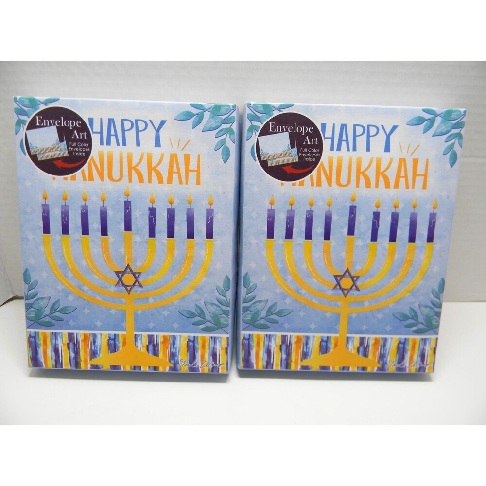 Happy Hanukkah Cards 2 Boxes 12 Cards Ea. w/ Color Envelopes NIB